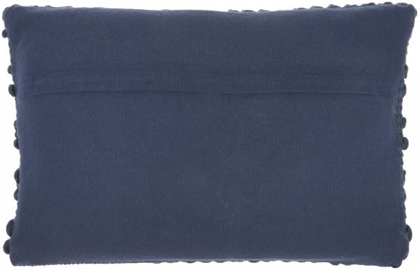 Dark Blue Pom-Pom Detailed Lumbar Pillow - Image 2