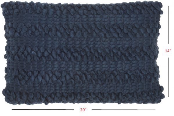 Dark Blue Pom-Pom Detailed Lumbar Pillow - Image 5