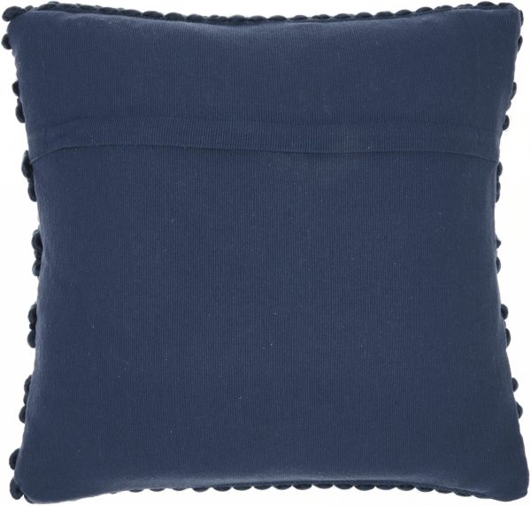 XL Dark Blue Pom-Pom Detailed Throw Pillow - Image 2
