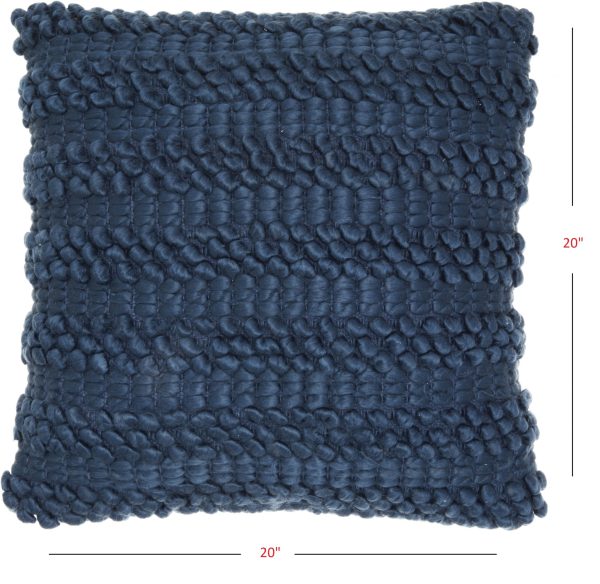XL Dark Blue Pom-Pom Detailed Throw Pillow - Image 5