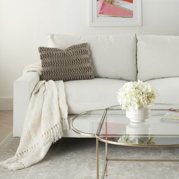 Taupe Pom-Pom Detailed Lumbar Pillow - Image 3