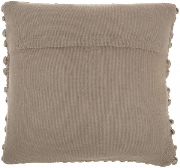 Taupe Pom-Pom Detailed Throw Pillow - Image 2