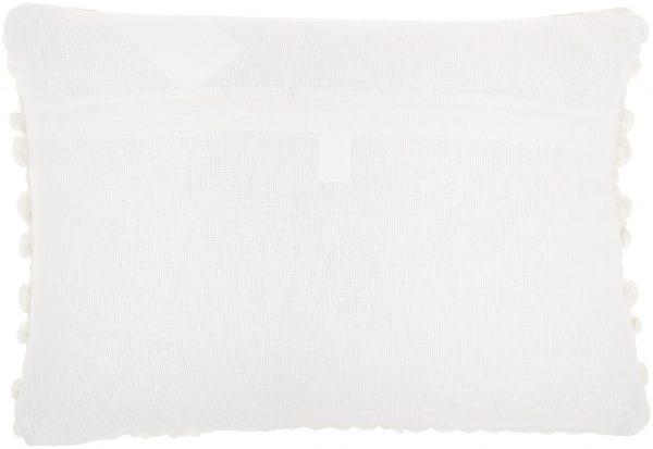 White Pom Pom Detailed Lumbar Pillow - Image 2