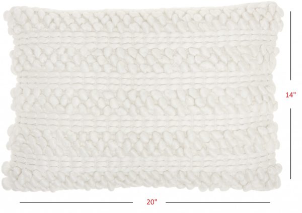 White Pom Pom Detailed Lumbar Pillow - Image 5