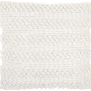 White Pom-Pom Detailed Throw Pillow