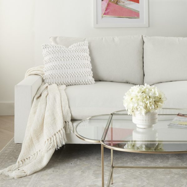 White Pom-Pom Detailed Throw Pillow - Image 3