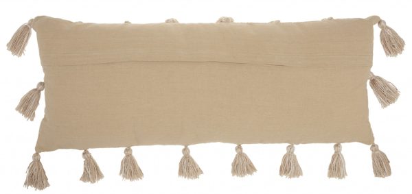 Off White Tasseled Lumbar Pillow - Image 2