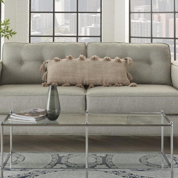 Off White Tasseled Lumbar Pillow - Image 3