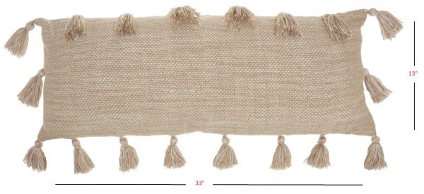 Off White Tasseled Lumbar Pillow - Image 5