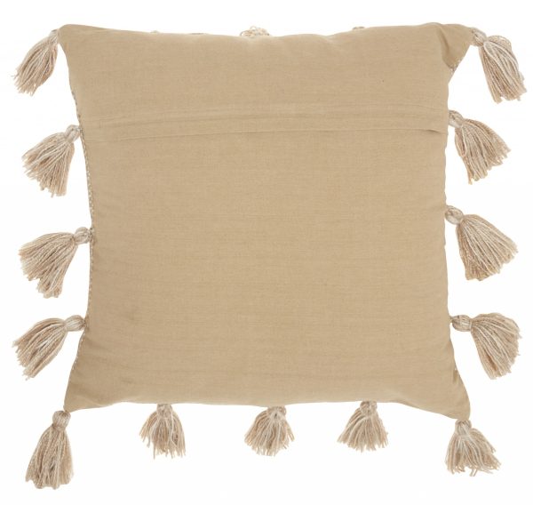 Off White Tasseled Throw Pillow - Image 2