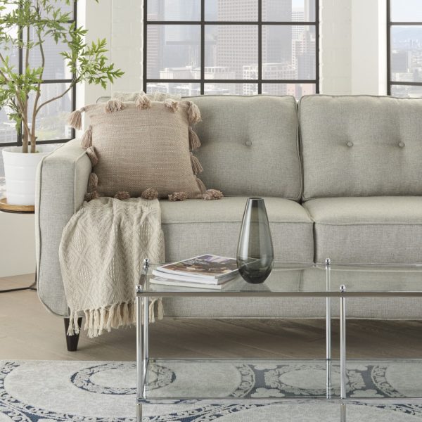 Off White Tasseled Throw Pillow - Image 3
