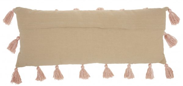 Rose Pink Tasseled Lumbar Pillow - Image 2