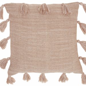 Rose Pink Tasseled Throw Pillow