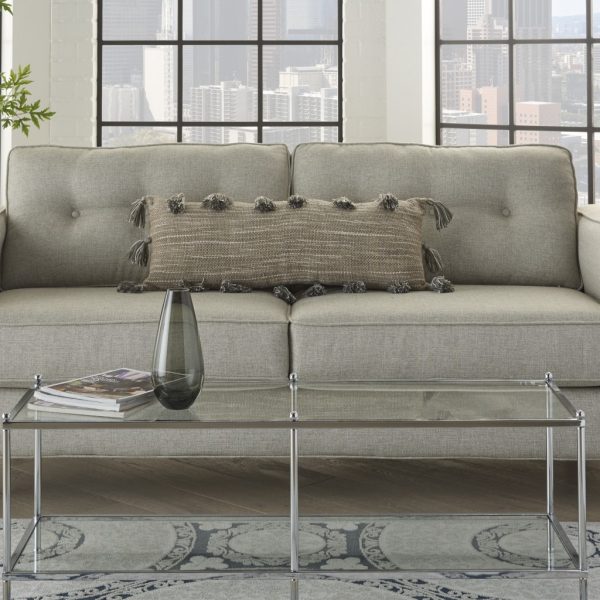 Gray Tasseled Lumbar Pillow - Image 3