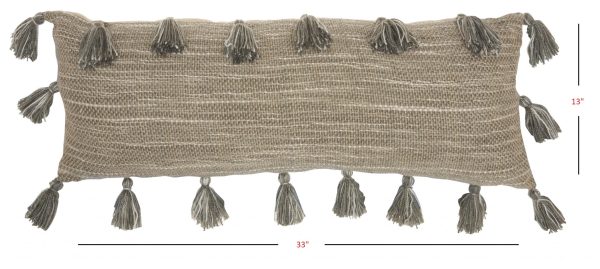 Gray Tasseled Lumbar Pillow - Image 5