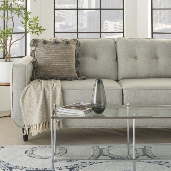 Gray Tasseled Throw Pillow - Image 3