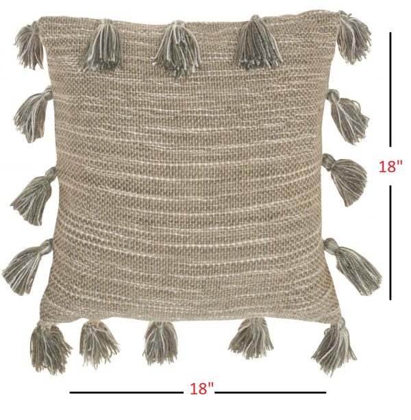 Gray Tasseled Throw Pillow - Image 5
