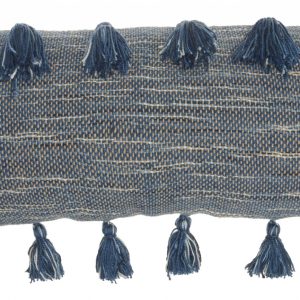 Royal Blue Tasseled Lumbar Pillow