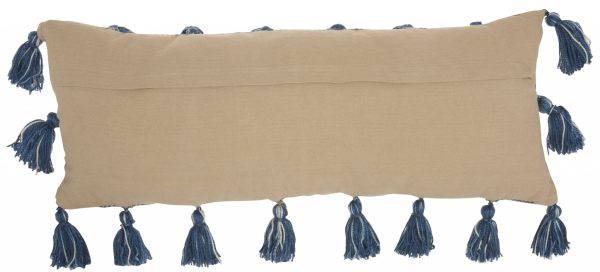 Royal Blue Tasseled Lumbar Pillow - Image 2