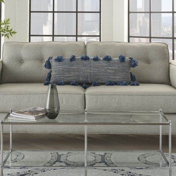 Royal Blue Tasseled Lumbar Pillow - Image 3