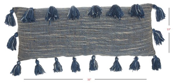Royal Blue Tasseled Lumbar Pillow - Image 5