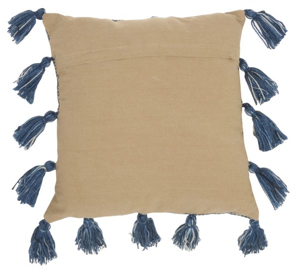 Royal Blue Tasseled Throw Pillow - Image 2