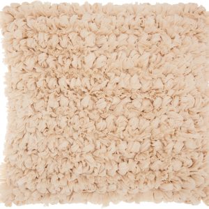 Loose Luscious Shag Beige Throw Pillow