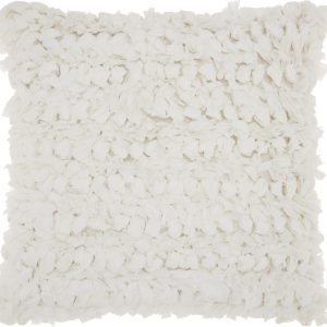 Loose Luscious Shag White Throw Pillow