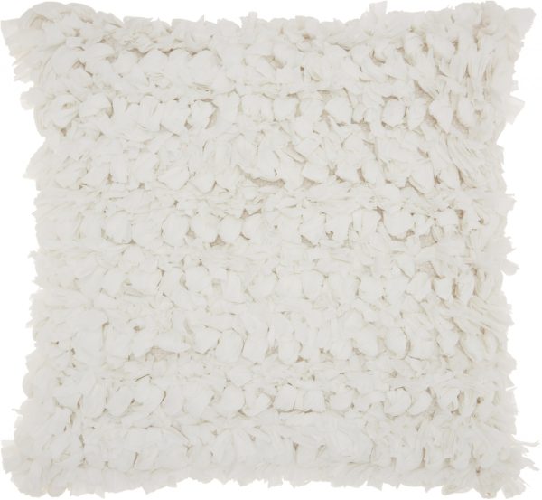 Loose Luscious Shag White Throw Pillow