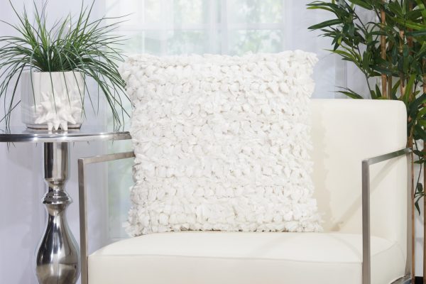 Loose Luscious Shag White Throw Pillow - Image 3