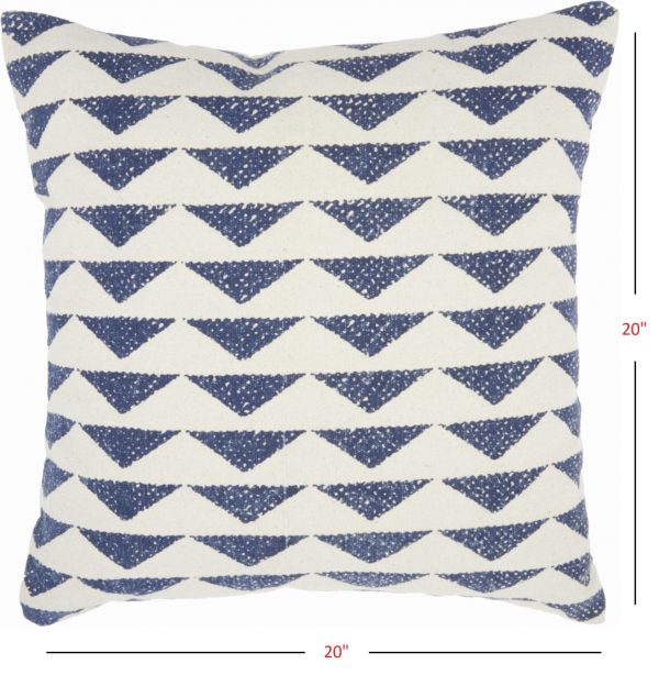 Navy Blue and Ivory Triangles Throw Pillow - Image 4