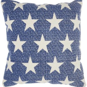 Navy Blue and Ivory Stars Throw Pillow