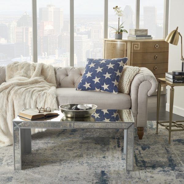 Navy Blue and Ivory Stars Throw Pillow - Image 3