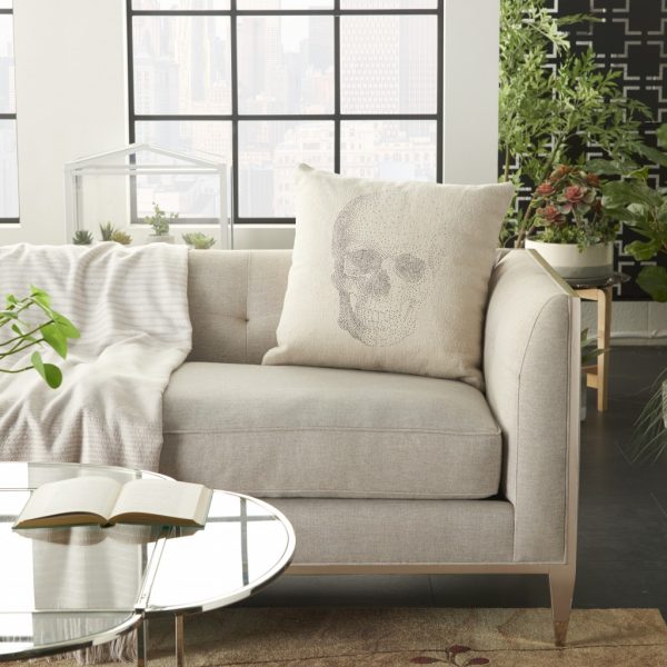 Natural Beige Faded Skull Throw Pillow - Image 3