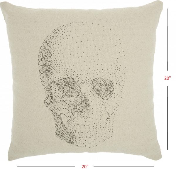 Natural Beige Faded Skull Throw Pillow - Image 5