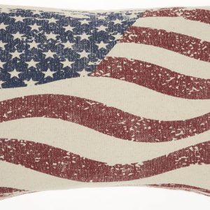 Vintage Americana Distressed Flag Lumbar Pillow