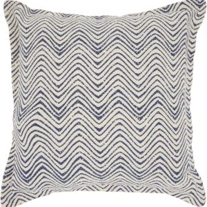 Indigo and Ivory Waves Throw Pillow