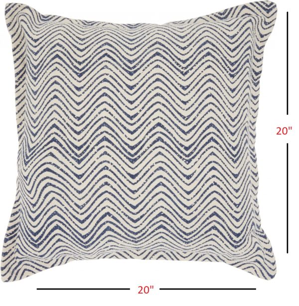 Indigo and Ivory Waves Throw Pillow - Image 5