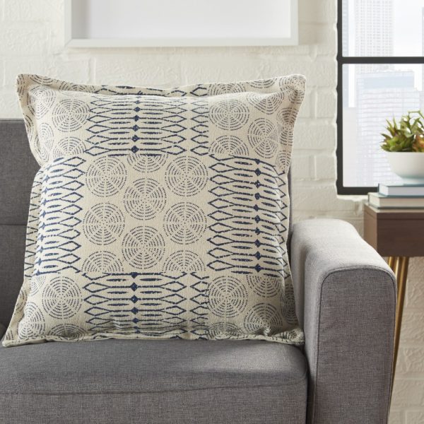 Indigo and Ivory Geometric Throw Pillow - Image 3