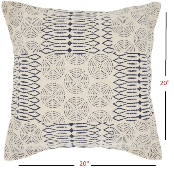Indigo and Ivory Geometric Throw Pillow - Image 5