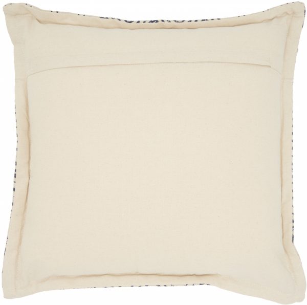Indigo and Ivory Floral Waves Throw Pillow - Image 2