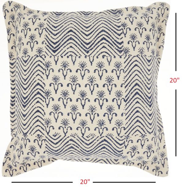 Indigo and Ivory Floral Waves Throw Pillow - Image 5