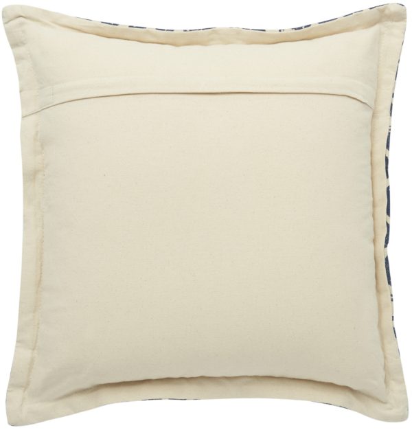 Indigo and Beige Patchwork Throw Pillow - Image 2