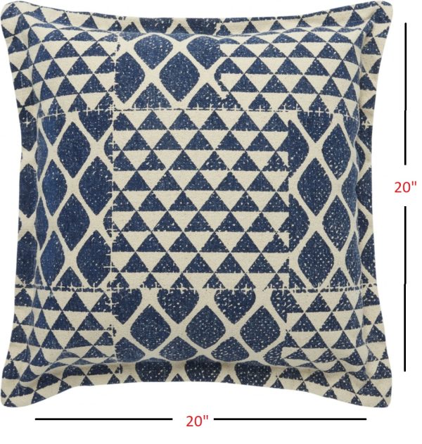 Indigo and Beige Patchwork Throw Pillow - Image 5