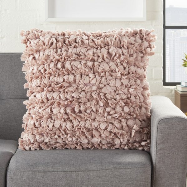 Loose Luscious Shag Light Pink Throw Pillow - Image 3
