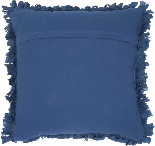 Loose Luscious Shag Dark Blue Throw Pillow - Image 2