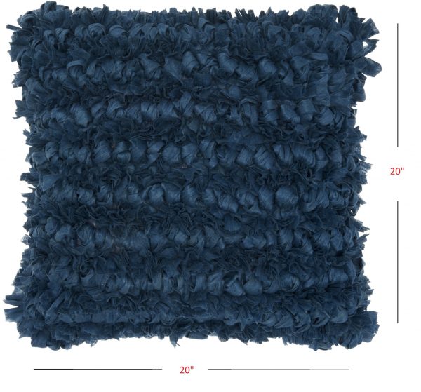 Loose Luscious Shag Dark Blue Throw Pillow - Image 5