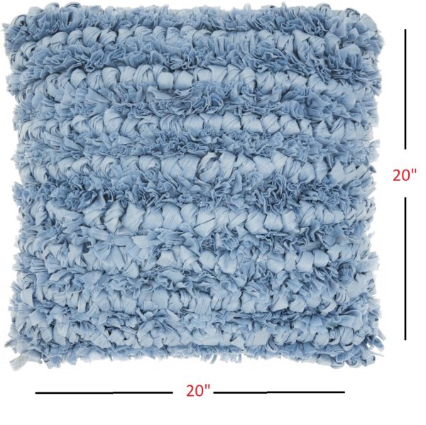 Loose Luscious Shag Light Blue Throw Pillow - Image 5