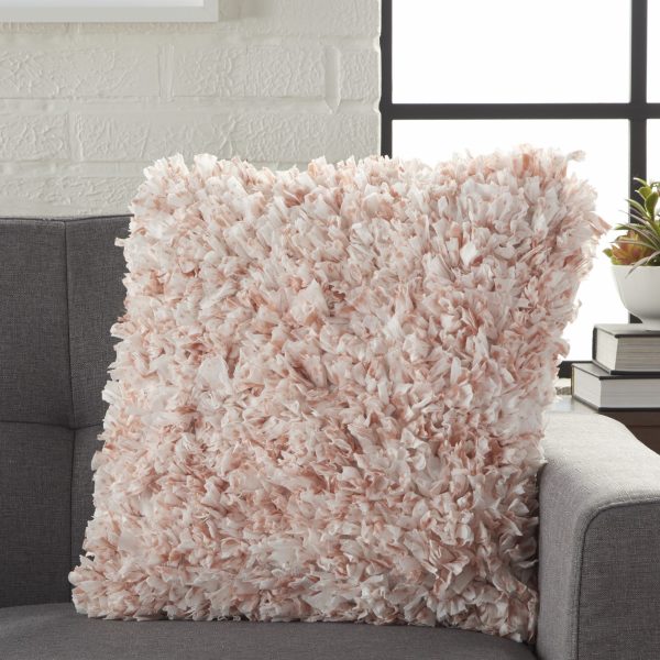 Shaggy Chic Blush and Ivory Throw Pillow - Image 3