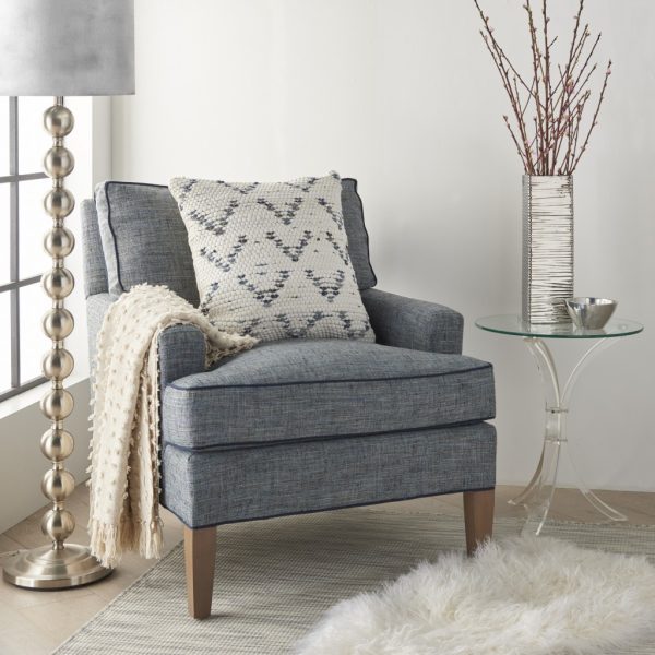 White And Denim Knubby Arrow Throw Pillow - Image 3